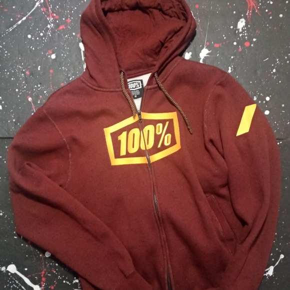 100% Other - 100% | red marled zip-up hoodie